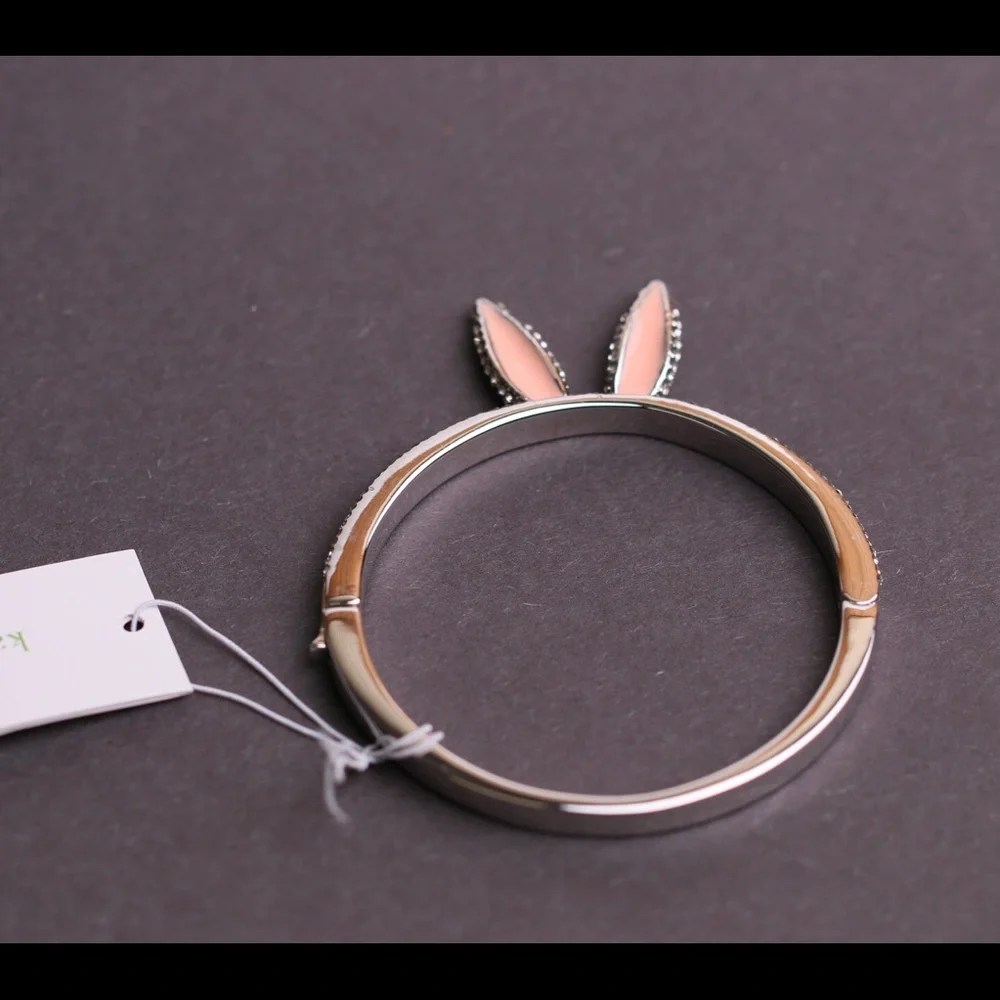 Kate Spade Make Magic Happen Rabbit Ears Hinged Bracelet NWT Rare Pave Beauty - Picture 4 of 10